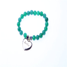 beautiful 8mm*5.8cm  DIY green agate & metal bracelet with customized logo